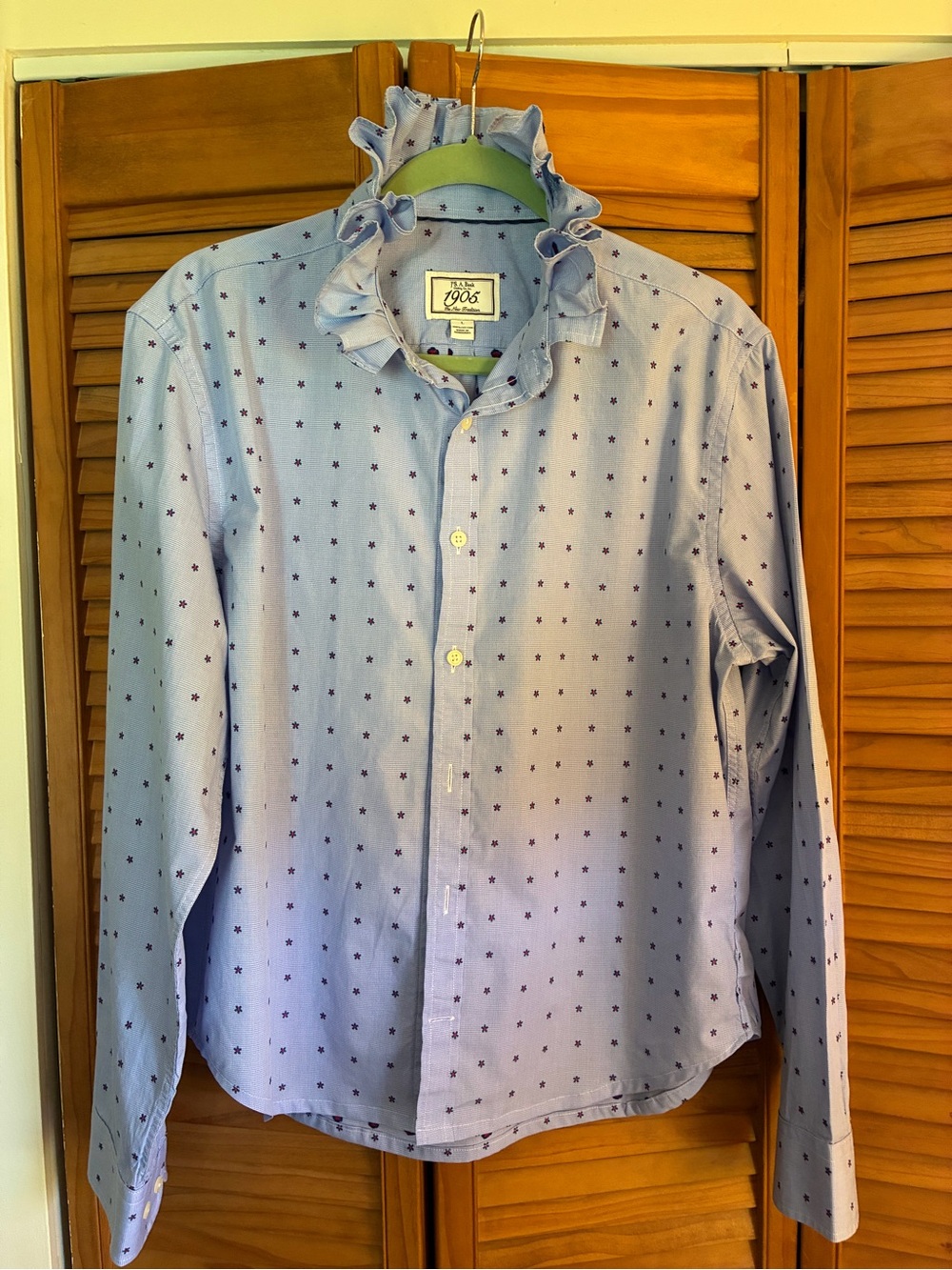Jos. A. Bank Light Blue Star-Print Tie-Front Button Down - Picture 5 of 7